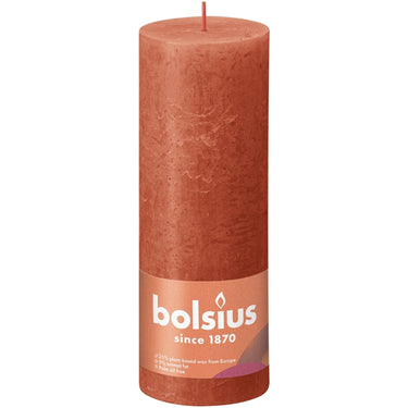 Bolsius shine collection rustiek stompkaars 190 68 earthy orange- aards oranje