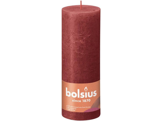 Bolsius shine collection rustiek stompkaars 190 68 delicate red - delicaat rood
