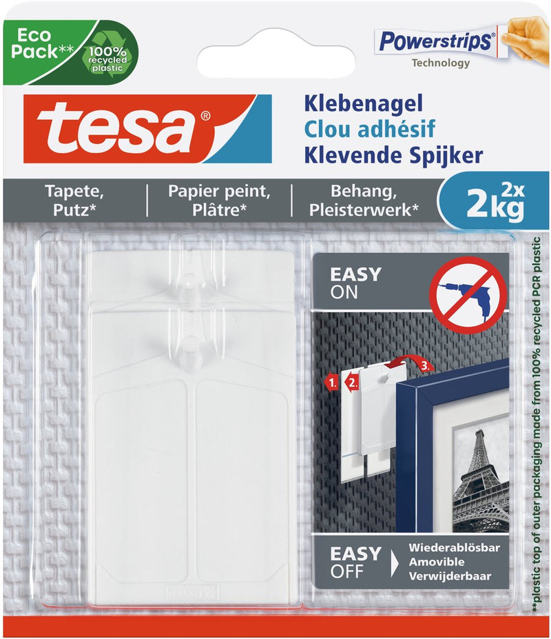 Load image into Gallery viewer, Tesa spijkers voor gevoelige oppervlakken - eenvoudig aan te brengen verwijderen - 2 x 2 kg houdkracht

