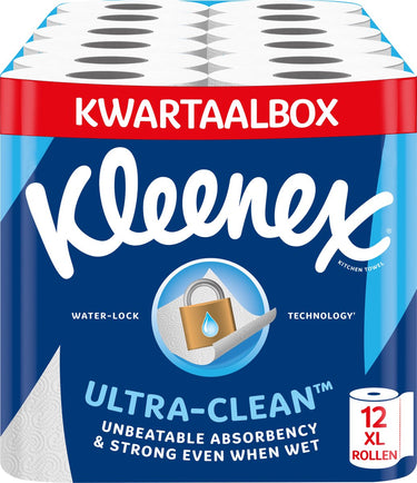 Kleenex keukenpapier - keukenrol ultra clean - 12 maxi xl rollen - voordeelverpakking