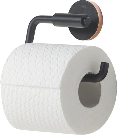 Tiger urban - wc rolhouder zonder klep - toiletrolhouder - zonder boren - boren of lijmen - zwart