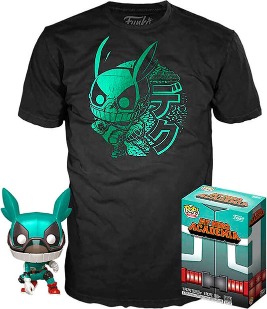 Funko pop! my hero academia: set figure and tee - deku with helmet maat l