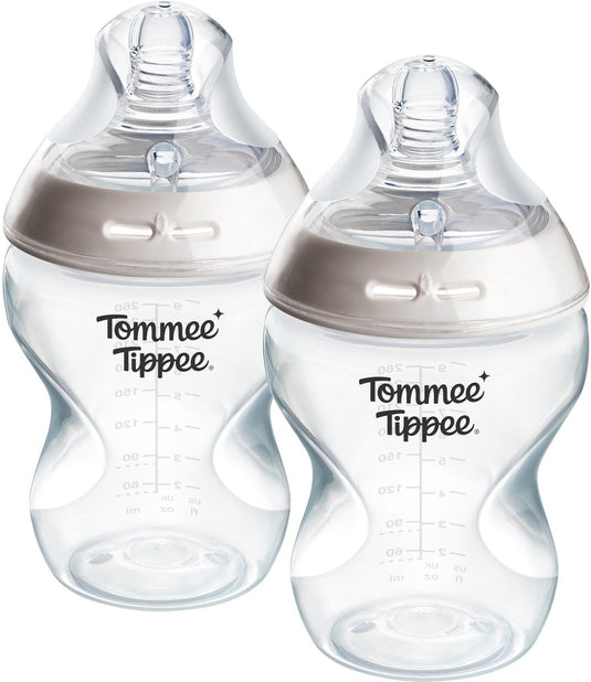 Tommee tippee natural start babyflessen - set van 2 x 260ml baby flessen - lage toevoersnelheid - 0m+