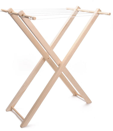 Playwood - houten droogrek met 6 witte waslijnen - speelgoed wasrek