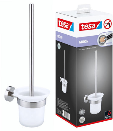 Tesa toiletborstel moon roestvrijstalen look zelfklevend zonder boren – 145x112x379mm