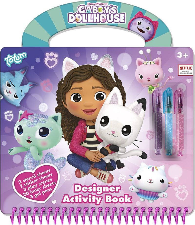 Load image into Gallery viewer, Totum gabby’s poppenhuis designer vakantieboek - doeboek tekenen schrijven stickeren, 25 delig - gabby’s dollhouse creatief speelgoed meisjes vanaf 3 jaar cadeautip
