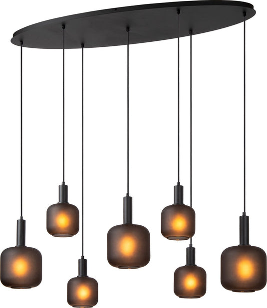 Lucide eloise - hanglamp - 7xe27 - zwart