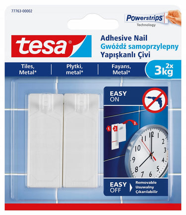 Tesa - zelfklevende spijker - voor tegels - 3kg draagkracht