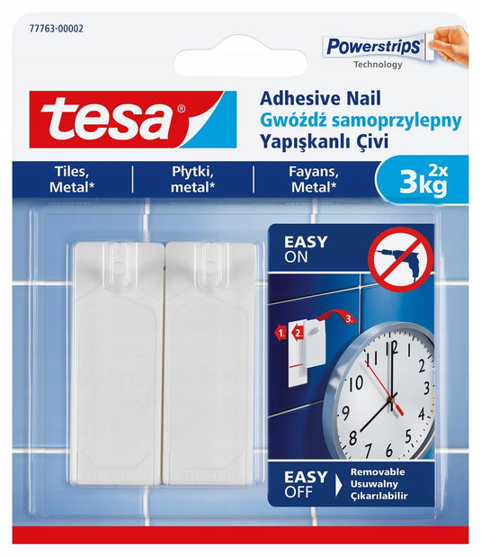 Tesa - zelfklevende spijker - voor tegels - 3kg draagkracht