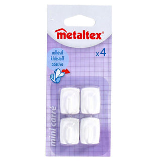 Metaltex vierkante plakhaken 4 stuks wit