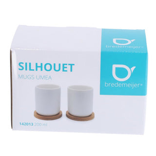 Bredemeijer theemok umea 200ml wit en onderzetter set 2