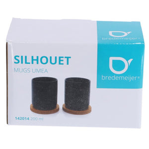 Bredemeijer theemok umea 200ml zwart en onderzetter set 2
