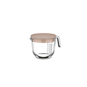 Mepal glas maatbeker met deksel chef it - 1 l - maataanduiding - vaatwasmachine-. magnetron- en ovenbestendig - bakspullen - chalk