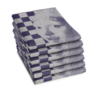 Load image into Gallery viewer, Ddddd theedoek girl with a pearl 60 x 65 blue | 6 stuks
