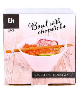 Load image into Gallery viewer, No brand schaal met eetstokjes porselein | 3 stuks
