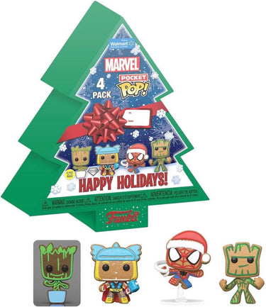 Funko - marvel holiday 2022 pocket pop! 4-pack tree holiday box 4 cm 3d sleutelhanger - multicolours