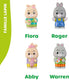 Klorofil speelset familie konijn | speelfiguren set - poppetjes familie - kinder speelgoed - flora, warren, abby en roger - vanaf 18 maanden - 4-delig