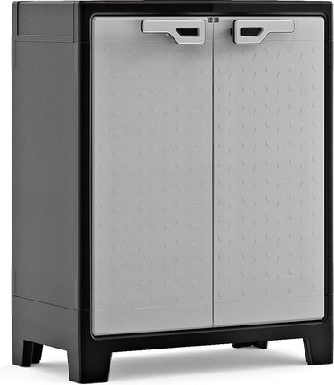 Keter titan lage kast - 2 planken - 80x44x100cm – zwart grijs