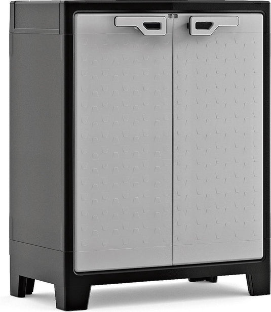 Keter titan lage kast - 2 planken - 80x44x100cm – zwart grijs
