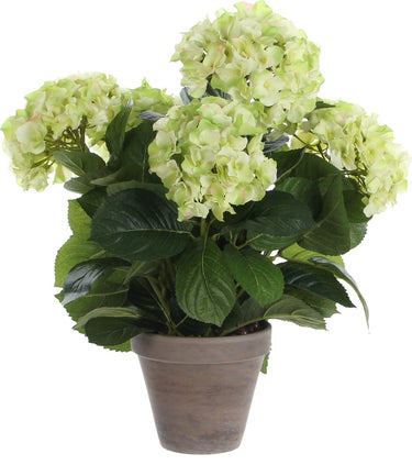 Mica decorations kunstplant hortensia - lichtgroen - 45 cm - in pot - kunstplanten nepplanten