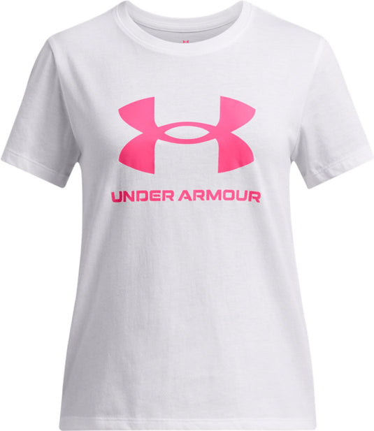 Under armour ua big logo ss unisex sportshirt - wit - roze