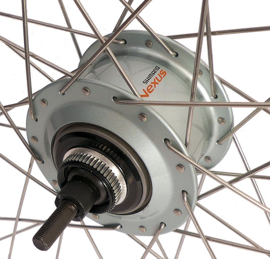 Shimano achterwiel 28 inch nexus 8 naaf (zilver) - zac19 velg (zilver) met rvs spaken - voor schijfrem