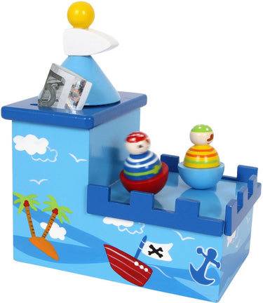 Small foot - houten muziekdoos en spaarpot piraat