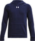 Under armour ua rival fleece hoodie-blu jongens sporttrui - midnight navy - wit