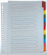 Pergamy tabbladen met indexblad, ft a4, 11-gaatsperforatie, geassorteerde kleuren, 12 tabs