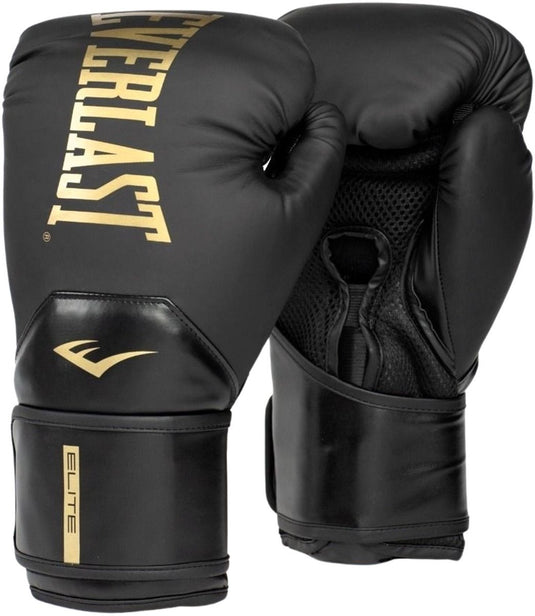 Everlast elite 2 boxing gloves, black gold (beschikbaar in verschillende maten)