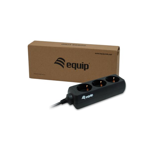 Load image into Gallery viewer, Equip 333280 3-outlet power strip, 1.1 m, type f, black, ce, 3 ac outlet(s), 220 - 240 v
