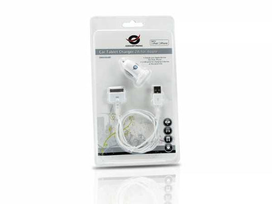Conceptronic cusbcar2aset apple cable with car tablet charger, 2a