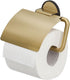 Tiger tune - wc rolhouder met klep - toiletrolhouder - zonder boren - zelfklevend 3m tape - goud geborsteld zwart