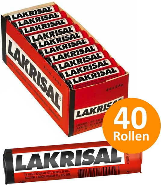 Lakrisal salmiak snoepjes showdoos voordeelverpakking zout snoep - 40 rollen à 25 g snoepgoed