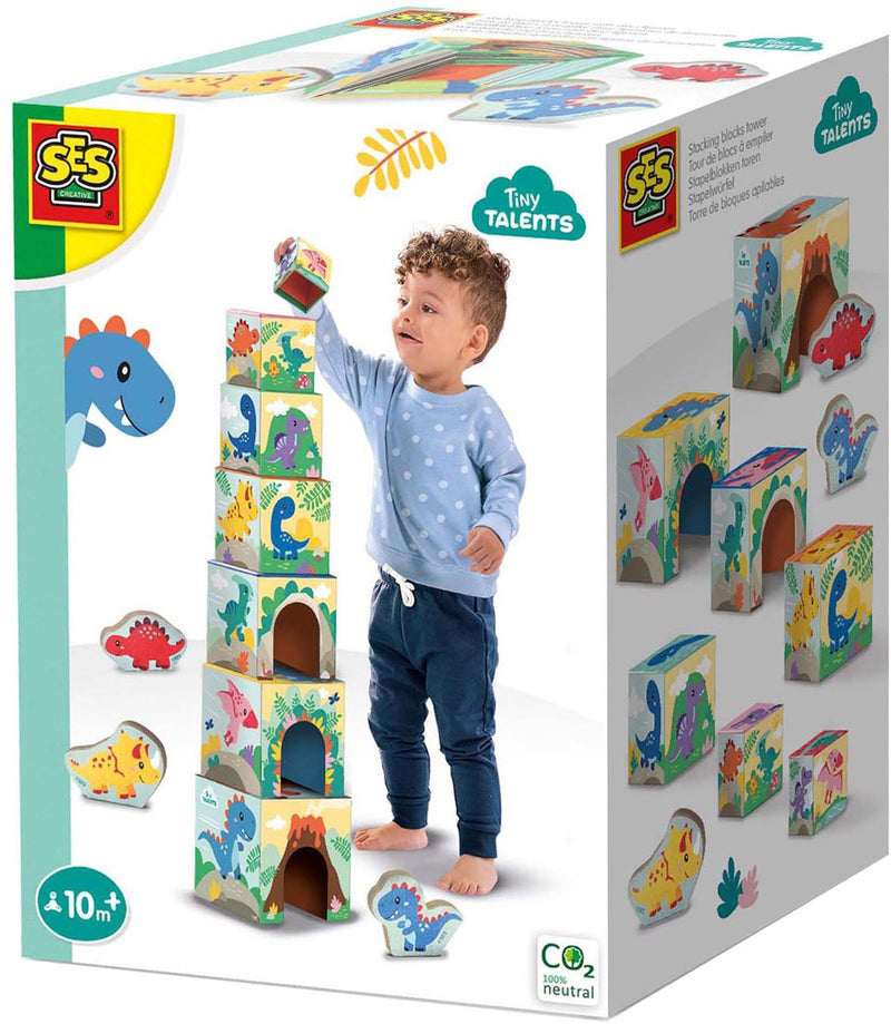 Load image into Gallery viewer, Ses creative ses stapelblokken toren met dino figuren
