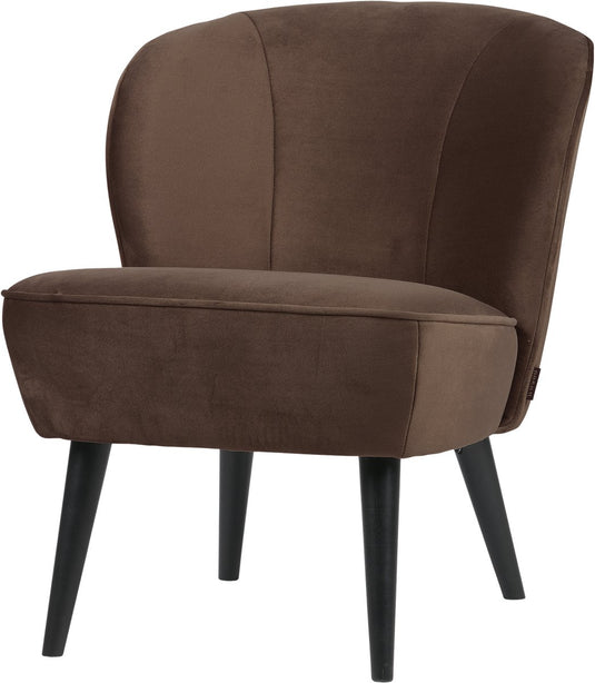 Woood sara fauteuil - velvet - donkerbruin - 71x59x70