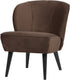 Woood sara fauteuil - velvet - donkerbruin - 71x59x70