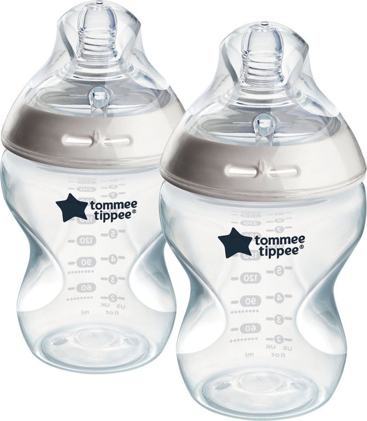 Tommee tippee natural start babyflessen - set van 2 x 260ml baby flessen - lage toevoersnelheid 3m+