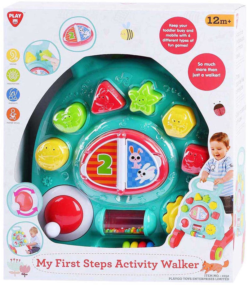 Load image into Gallery viewer, Playgo activiteiten loopwagen kunststof met leerzaam paneel speelgoed.
