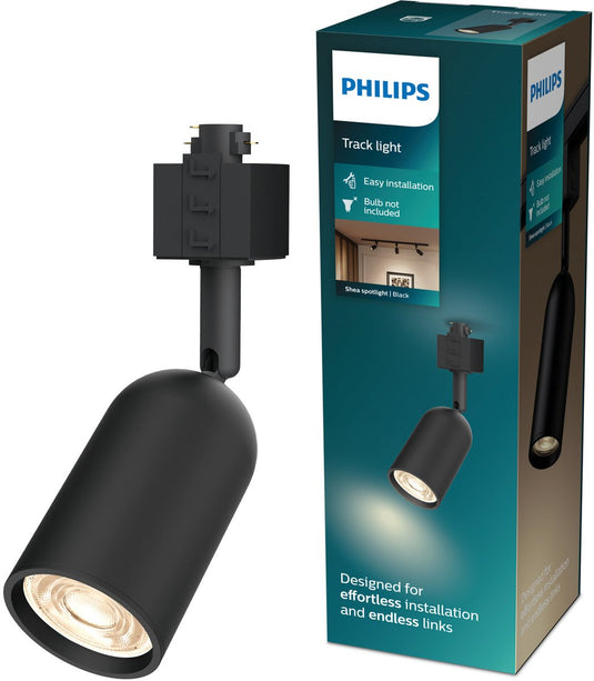 Philips led philips easylink shea - spot - gu10 fitting - maximaal wattage: 7w - zwart - railverlichting