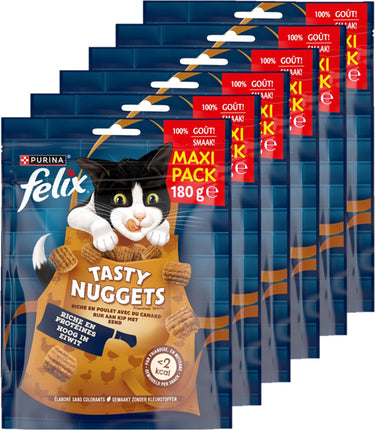 Felix tasty nuggets - kattensnack - kattensnoepjes - kip eend - 6 x 180 g