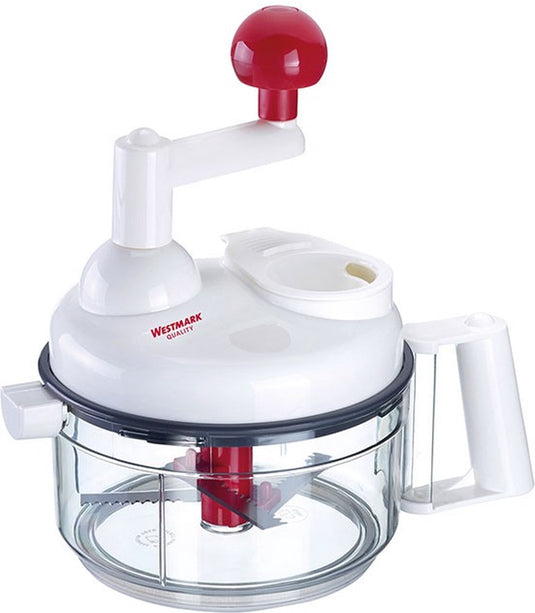 Westmark handmatige 9-in-1-keukenmachine, incl. 11 accessoires, roestvrij staal kunststof, multi-kulti, wit doorzichtig rood, 97142260
