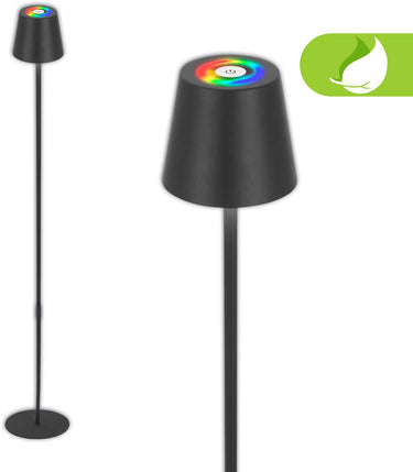 Briloner - oplaadbare rgb vloerlamp - binnen en buiten staande lamp - dimbaar - met batterij - ø20.8 x 133 cm - zwart