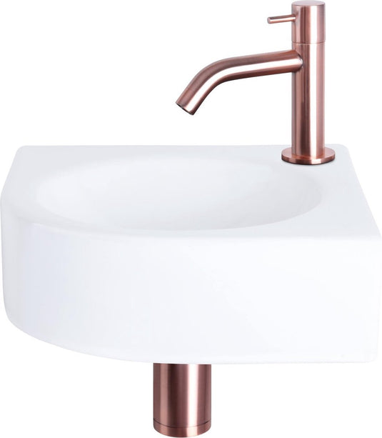 Differnz cleo fonteinset - keramiek - kraan gebogen rood koper - 30 x 30 x 10 cm