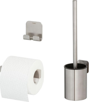 Tiger colar toiletaccessoireset - toiletborstel met houder - toiletrolhouder - haak – rvs geborsteld