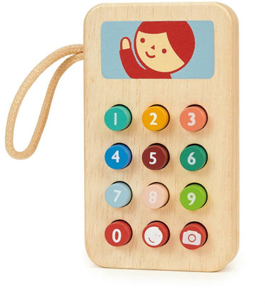Mentari houten speelgoed telefoon mobiel voor peuters en kleuters.
