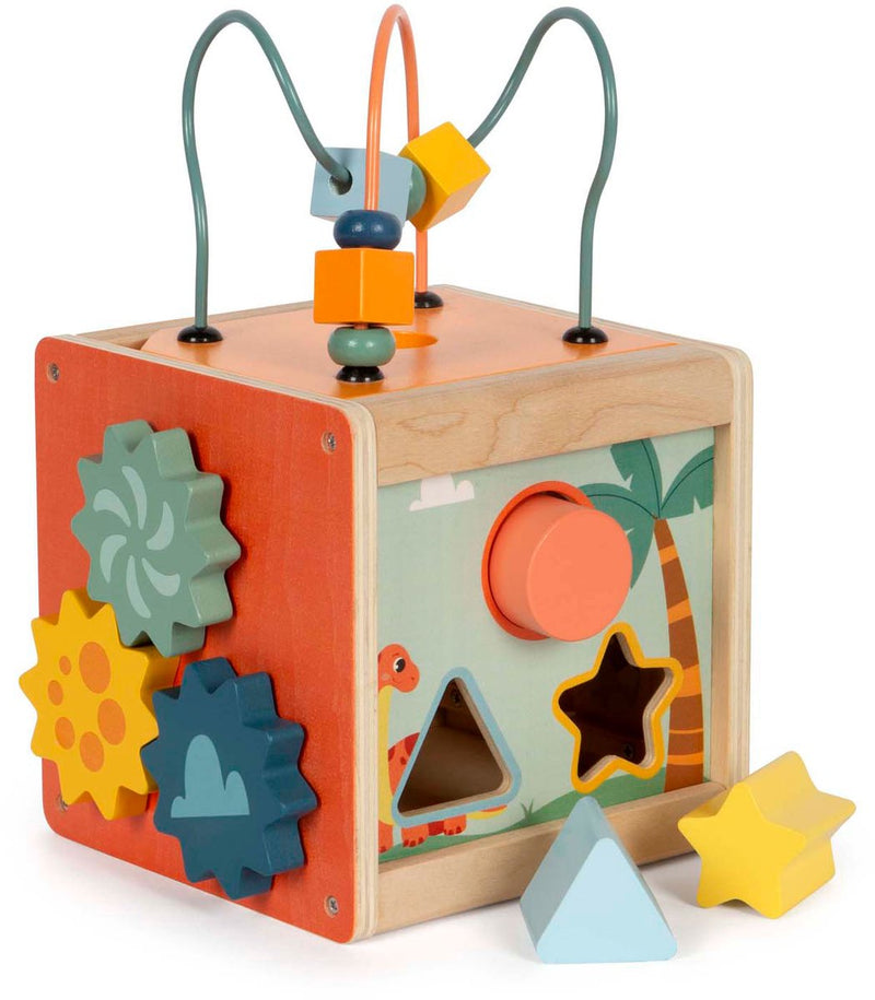 Load image into Gallery viewer, Small foot - houten activiteitenkubus motoriekspiraal dino
