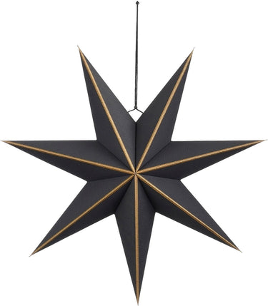 Mica decorations ster hangend kerstdecoratie - h18 x ø60 cm - papier - zwart