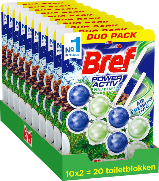 Bref - power activ - den - toiletblok - schoon en fris toilet - vuilbeschermer - voordeelverpakking - 10 x 2 stuks