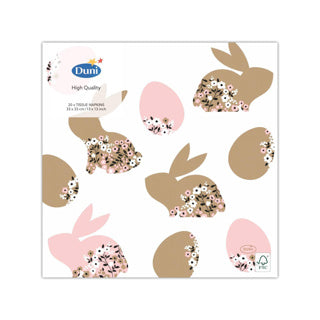Duni paas servetten blooming bunnies 33x33 cm | 4 stuks